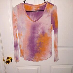 Aero Juniors tie dyed seriously soft vneck long sleeve tee